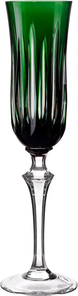Taça de Cristal Lapidado p/ Champagne 37 - Verde Verde Escuro