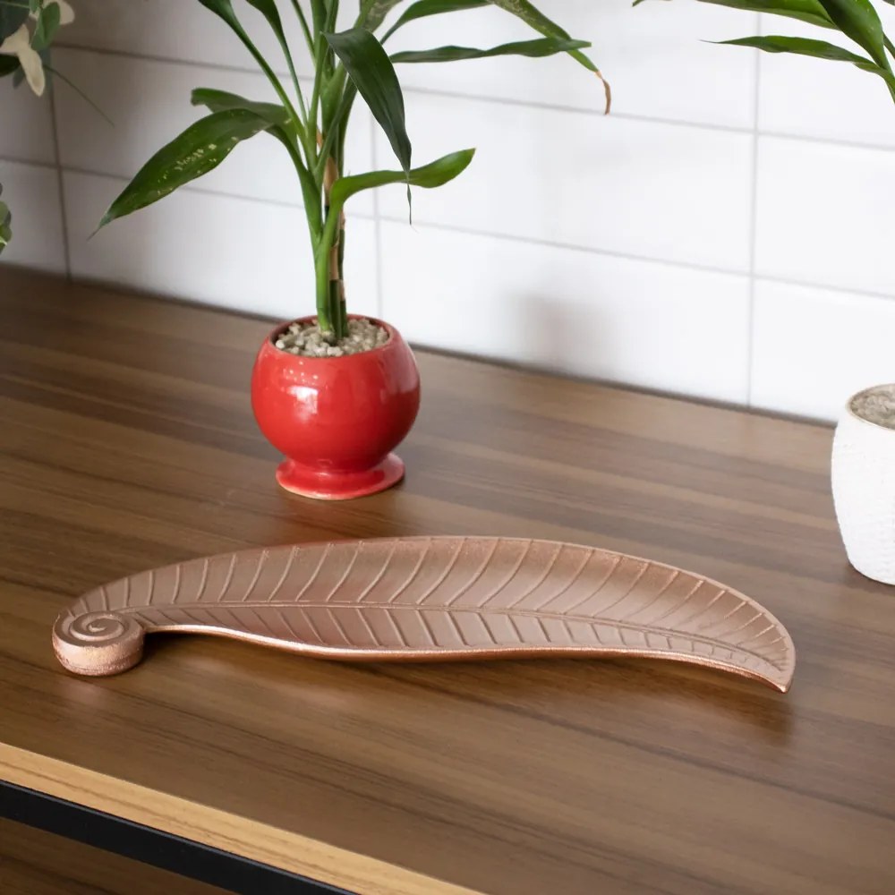 Bandeja Decorativa de Madeira Folha Rosê 2x35x13cm - D'Rossi