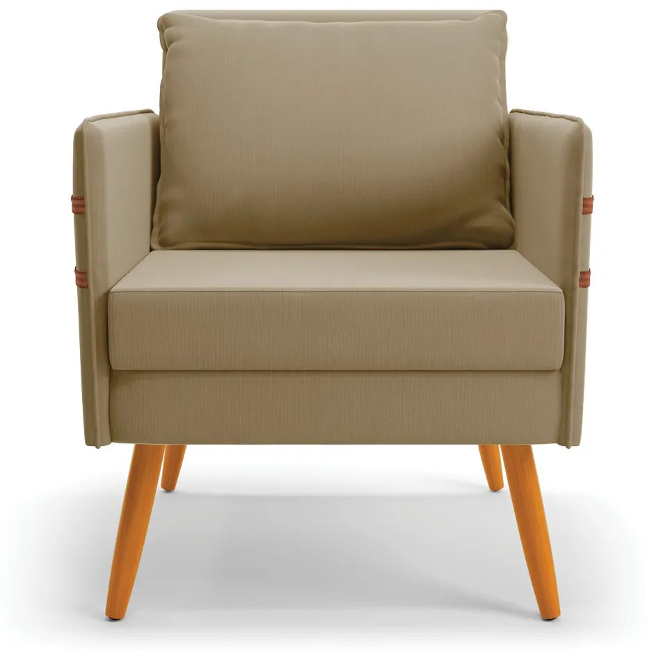 Kit 01 Namoradeira 02 Lugares e 02 Poltronas Mari Suede Marrom Rato Pés Palito Castanho - D'Rossi