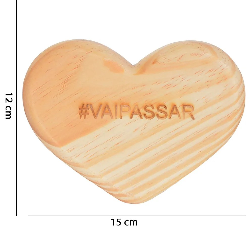 Tábua de Madeira Natural Coração 15x2 cm - D'Rossi