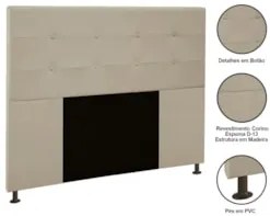 Cabeceira Cama Box Casal King 193cm Safira Sintético Bege Z51 - Mpozen