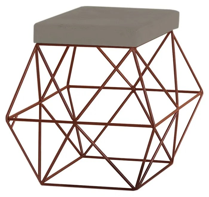 Puff Decorativo Sala de Estar Base Bronze Trixie Veludo Cinza G41 - Gran Belo