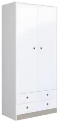 Guarda Roupa Infantil 2 Portas e 2 Gavetas Juno Branco A05 - Mpozenat