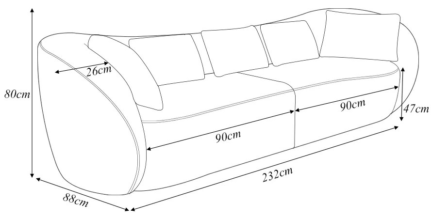 Sofá Bipartido Sala de Estar Diamond 232cm com Almofadas Soltas Bouclê Bege Claro G52 - Gran Belo