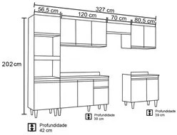 Cozinha Modulada 6 Módulos Composição 8 Preto/Cinza - Lumil Móveis