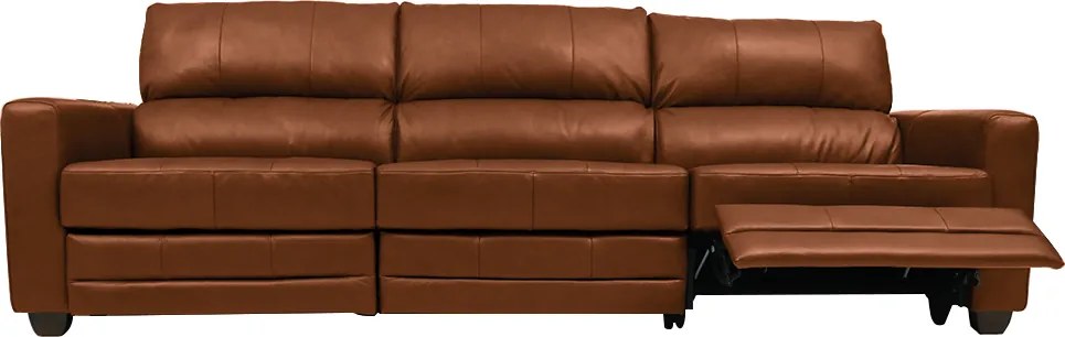 Sofá Sala de Cinema Elétrico Maldivas Reclinável Retrátil 4 Lugares 281cm Couro Conhaque Brilho G40 - Gran Belo