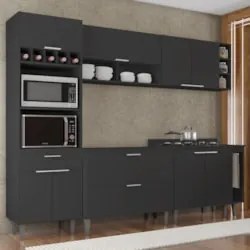 Armário de Cozinha CP07 Para Pia 100cm Pérola Z34 Preto - Mpozenat