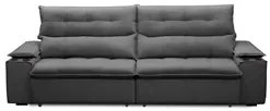 Sofá Retrátil 3 Lugares com Porta Copo 230cm Malta F05 Veludo Grafite