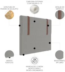 Cabeceira Cama Box King 193cm Estofada Glory Saturno Cinza Z04 - Mpoze