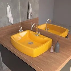 Cuba Pia De Apoio Para Banheiro Retangular Aria RT50 Amarelo C08 - Mpo