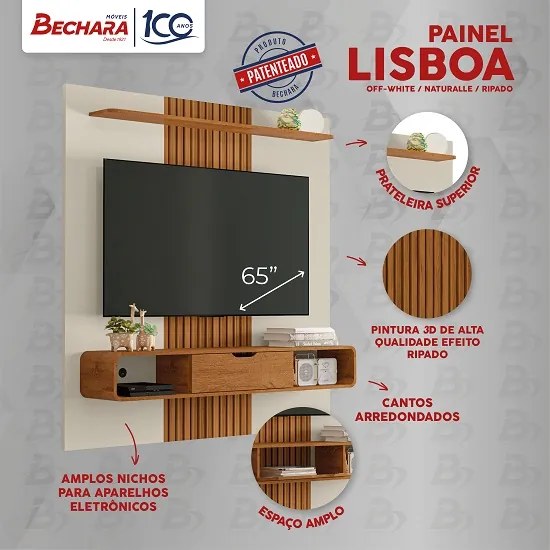 Painel Lisboa Off White/Naturalle/Ripado – Bechara Móveis