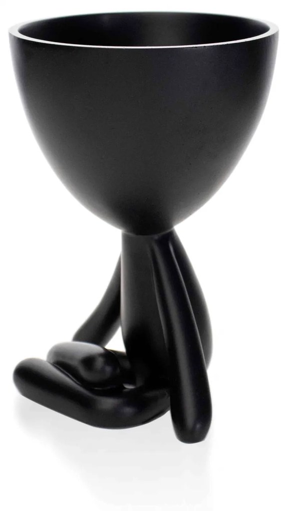 Vaso Decorativo Bob Robert Plant Perna Cruzada em Poliresina Preto 14,5x11x10 cm - D'Rossi