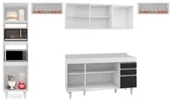 Armário de Cozinha Modulada 5 Peças CP14 Balcão com Tampo Branco/Preto