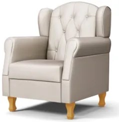 Kit 02 Poltronas de Amamentação Pés Madeira Lucy Z39 Sintético Bege -