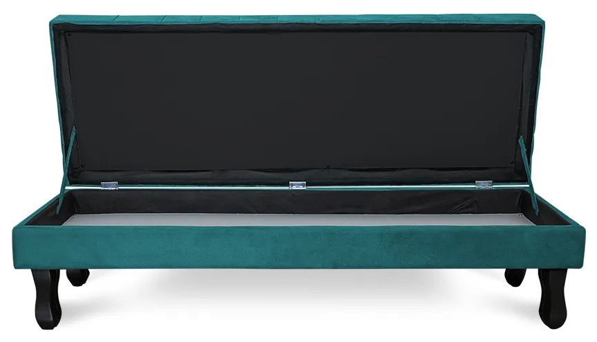 Puff Baú Decorativo Capitonê Luis XV 90x40cm Suede Turquesa - Sheep Estofados - Água