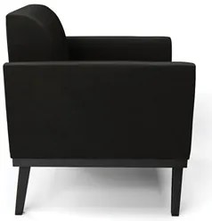 Sofá Namoradeira e 1 Poltrona Base Madeira Preto Maressa Suede Preto -