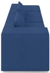 Sofá 4 Lugares 323cm Com Puff Direito Fay Veludo Azul Z55 - Mpozenato