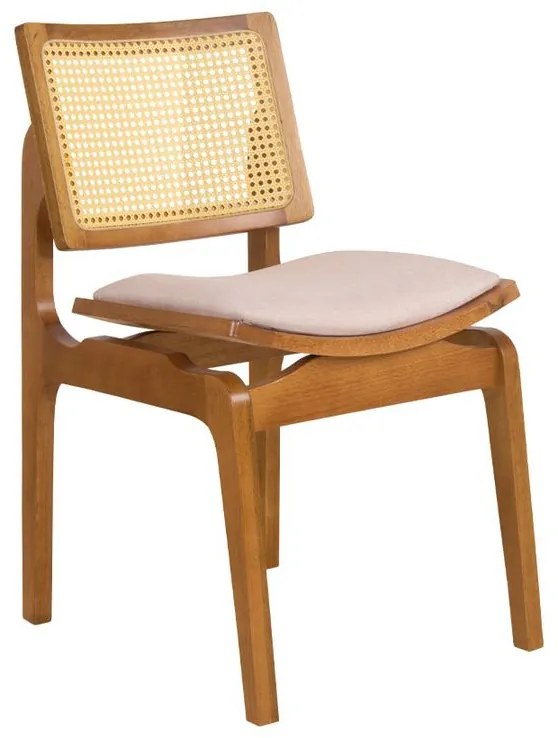 Cadeira de Jantar Atlântida Amêndoa e Linho Off White - WP 58384