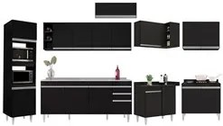 Armário de Cozinha Modulada de Canto 9 Peças CP06 Balcão com Pia Inox