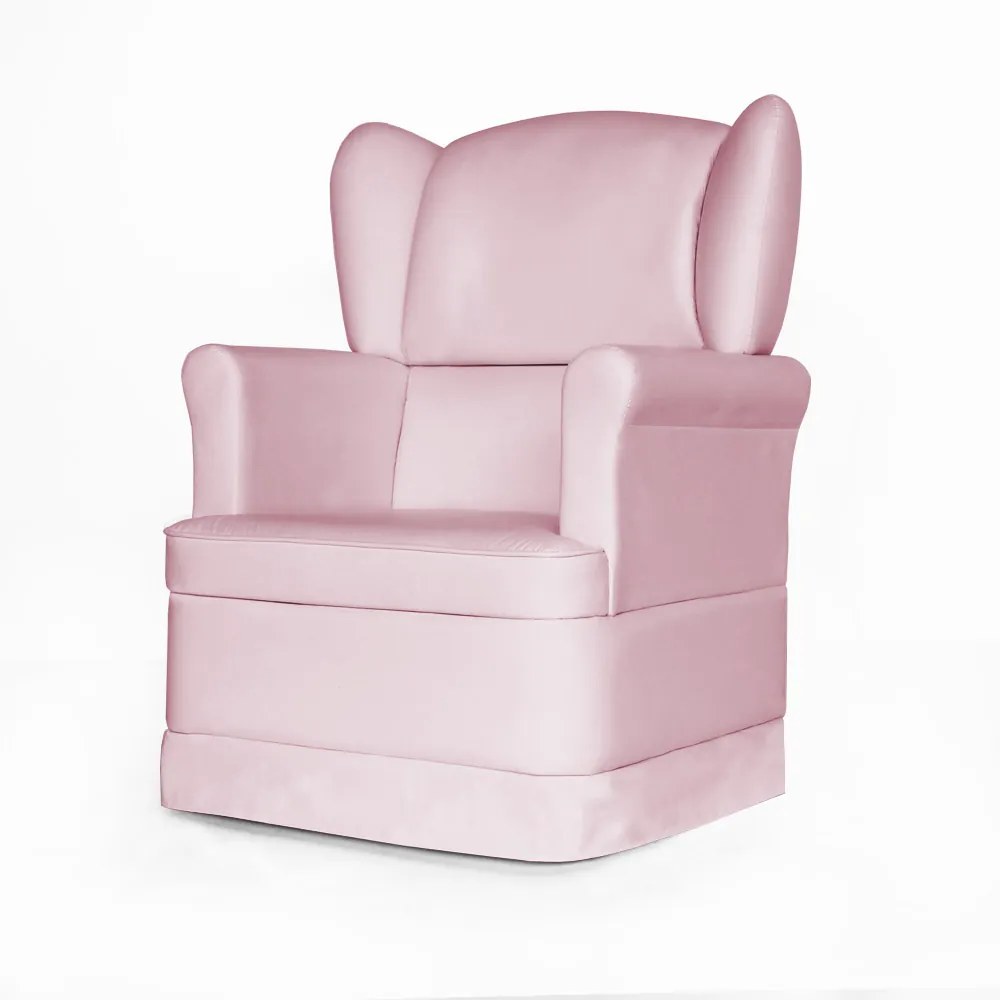 Conjunto Poltrona Ana de Amamentação com Balanço + Puff Ana + Trocador de Fraldas Courino Rosa