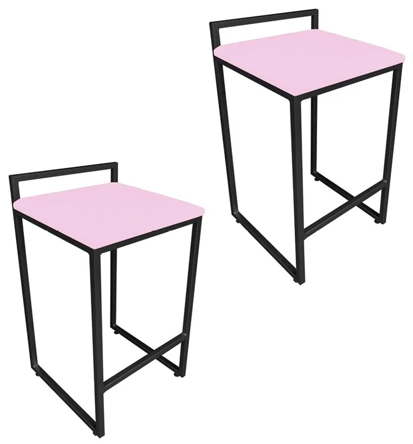 CONJUNTO 02 BANQUETAS PIETRA SUEDE ROSA