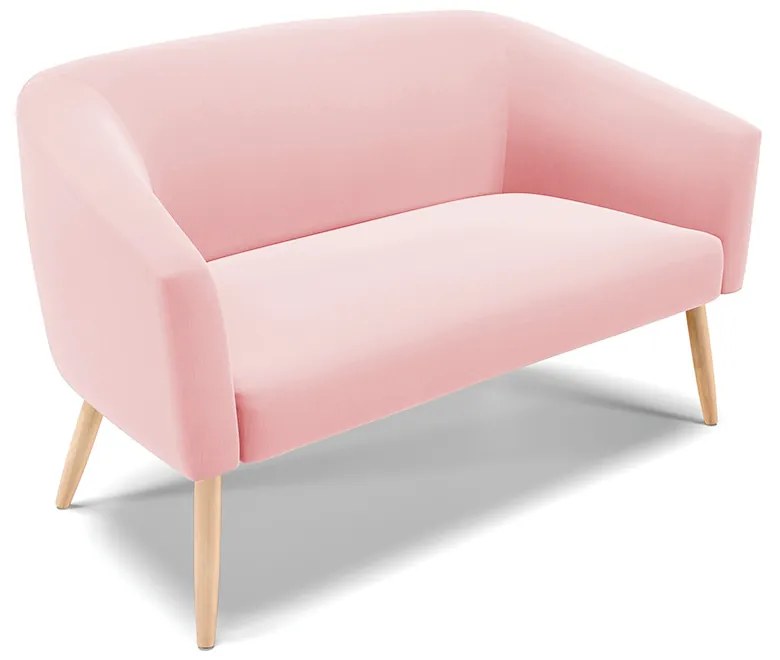 Sofá Namoradeira e Poltrona Pé Palito Natural Stella Suede Rosa Bebê D03 - D'Rossi