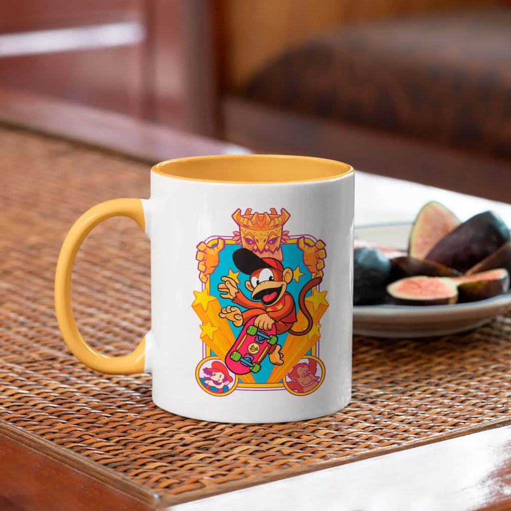 Caneca Donkey Kong Dig Kong com Alça e Interior Amarelo