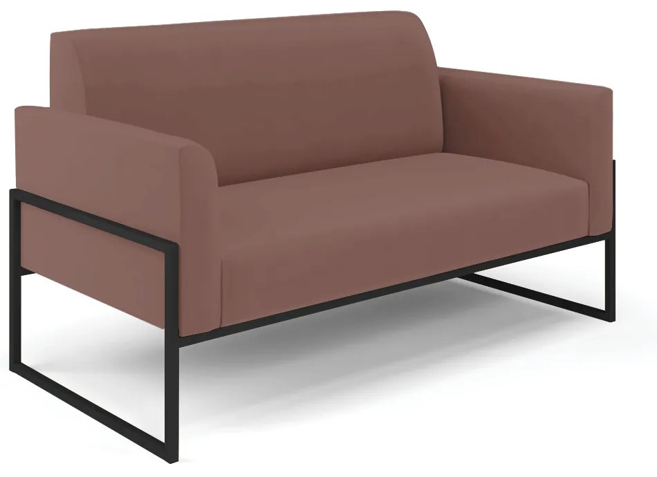 Sofá Namoradeira Base Industrial Alta Preto Marisa Veludo D03 - D'Rossi - Rose