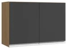 Armário de Cozinha Aéreo 80cm Com 2 Portas Andréia Amêndoa/Preto - AJL