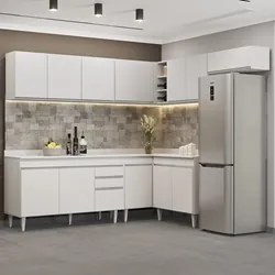 Armário de Cozinha Modulado de Canto 7 Peças CP23 Balcão com Tampo Bra