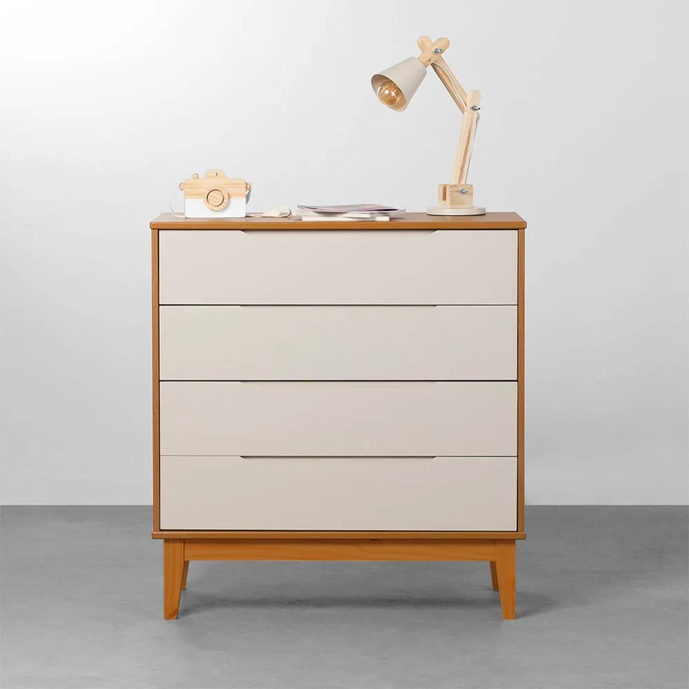 Cômoda Elfe 4 Gavetas com Pés Square Mel – Areia Fosco e Savana