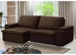 Sofá Retrátil Reclinável 3 Lugares 225cm Baluart F05 Veludo Marrom - M