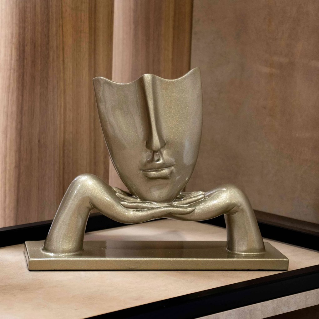 Escultura Decorativa Com Base Descanso Ouro Velho Fosco 23x30 Cm - D'Rossi