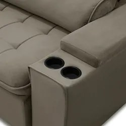 Sofá Retrátil Reclinável 3 Lugares 210cm Ginevra F05 Veludo Castor - M