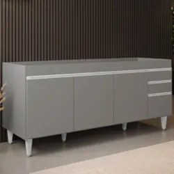 Balcão de Cozinha Para Pia 180cm Sem Tampo Dallas Cinza      - Lumil