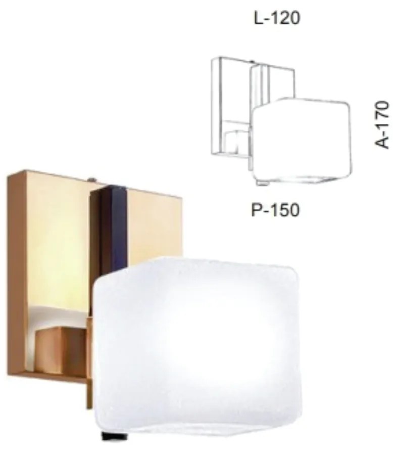 Arandela Simples Vidro Quadrado 12X17X15Cm Metal E Cubo 01Xg9 |Old Art... (ONIX, FOSCO (BRANCO))