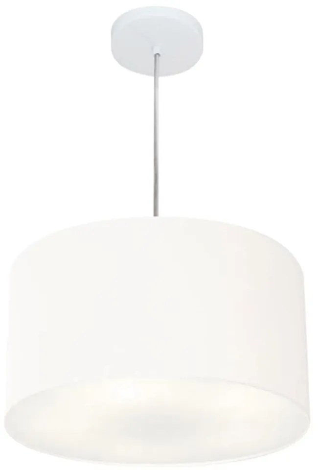 Lustre Pendente Cilíndrico Md-4099 Cúpula em Tecido 40x25cm Branco - Bivolt