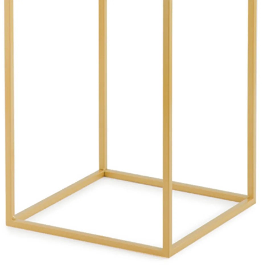 Mesa De Apoio em Metal Cubo Vazado com Tampo Dourado P - D'Rossi
