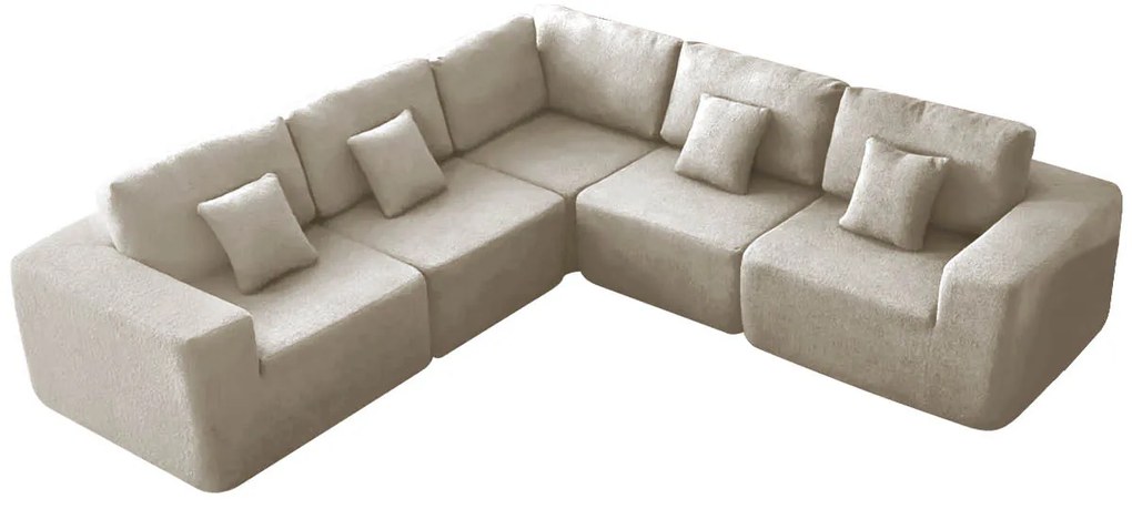 Kit Sofá Modular 5 Lugares Moderno Curvo Orgânico Adapt Linho - ADJ Decor