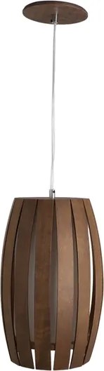 Pendente Mdf E Madeira Imbuia Barril Ripado