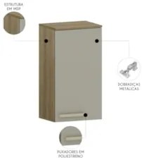 Armário de Cozinha Aéreo 40cm 1 Porta Nádia Mocca/Avelã L01 - Mpozenat