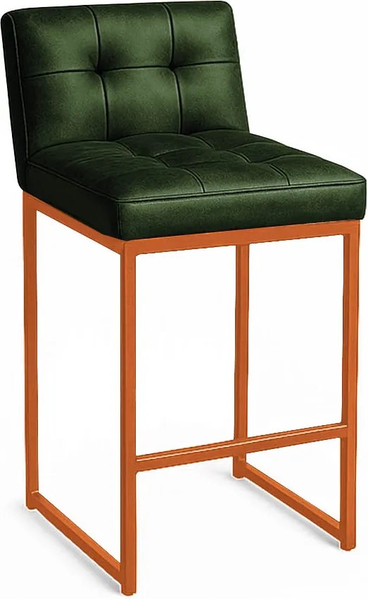 Banqueta Cozinha Alta com Encosto Industrial Bronze Lirina PU C05 - D'Rossi - Verde