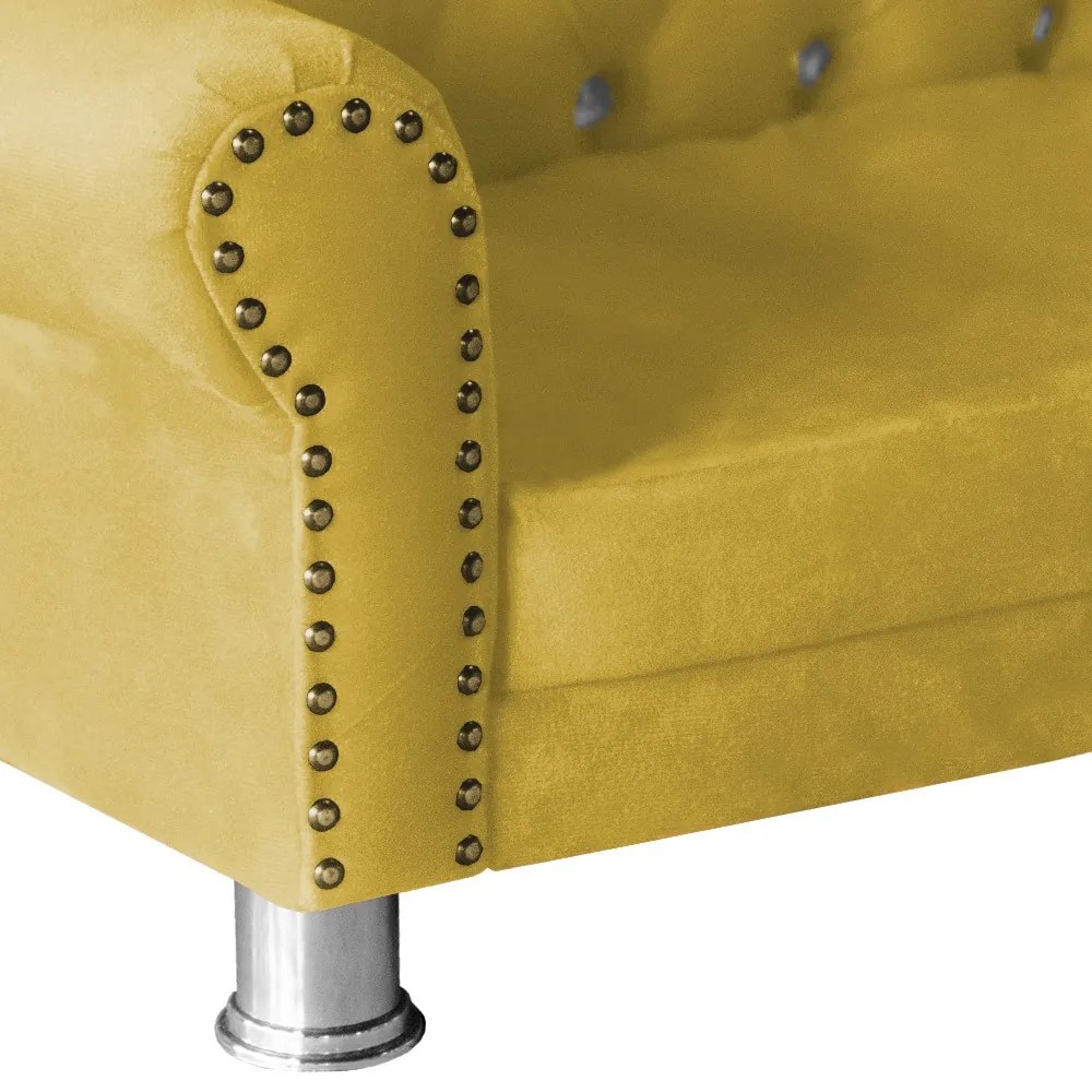 Mini Divã Sofá Realeza Cama Pet para Cães ou Gatos Elegante Suede Amarelo