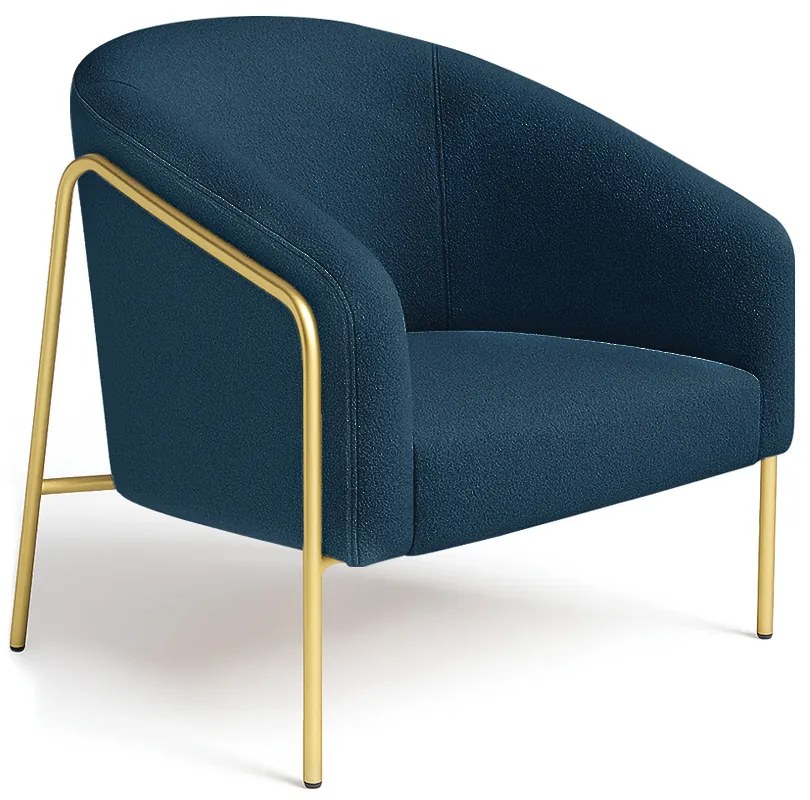 Poltrona Sala Industrial Alta Dourado Stella Bouclê D03 - D'Rossi - Azul