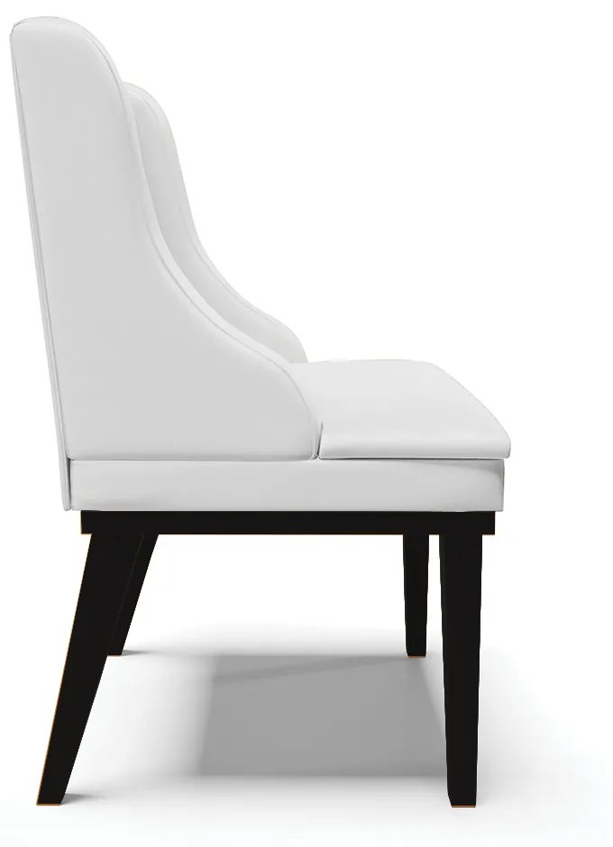 Kit 06 Cadeiras de Jantar Liz Corino Branco Base Fixa Madeira Preto - D'Rossi