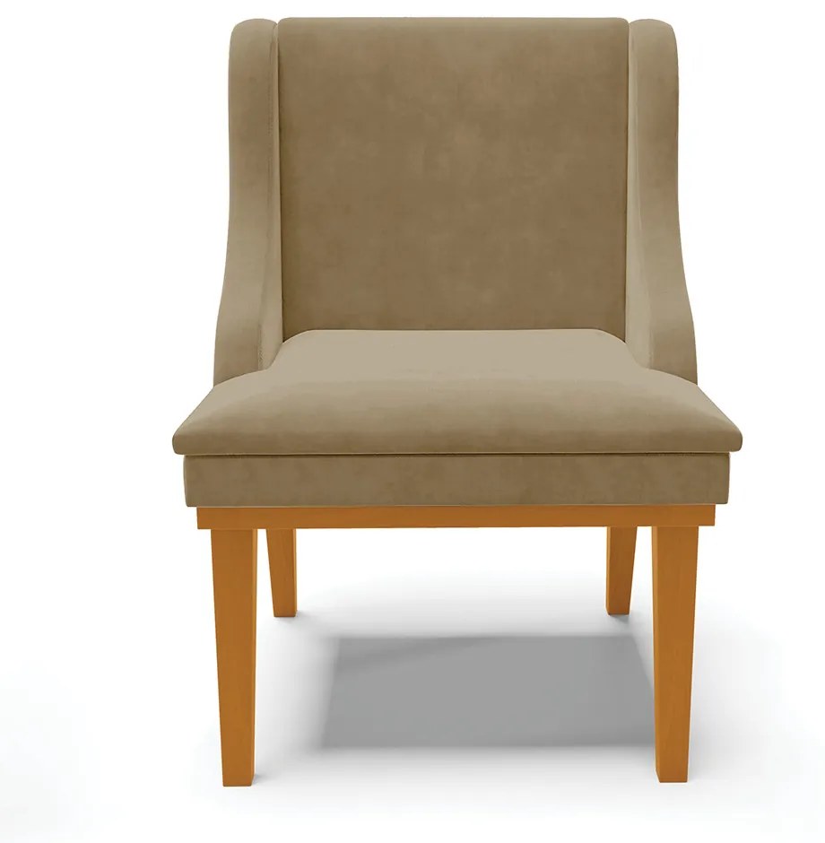 Cadeira de Jantar Liz Suede Base Fixa Madeira Castanho D03 - D'Rossi - Marrom Rato