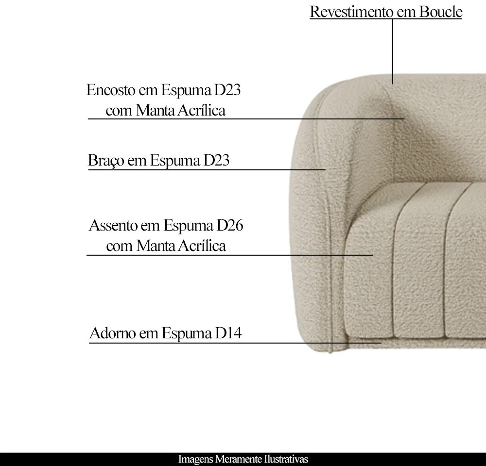 Poltrona Decorativa Sala de Estar Adam Boucle Bege G45 - Gran Belo