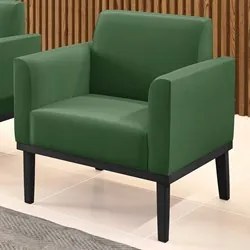 Poltrona Decorativa Base Madeira Preto Maressa Suede Verde - Ibiza