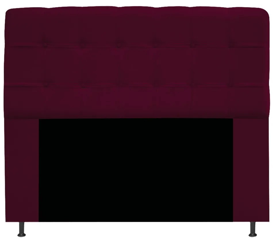 Cabeceira Estofada Mel 140 cm Casal Com Botonê Suede Bordô - ADJ Decor