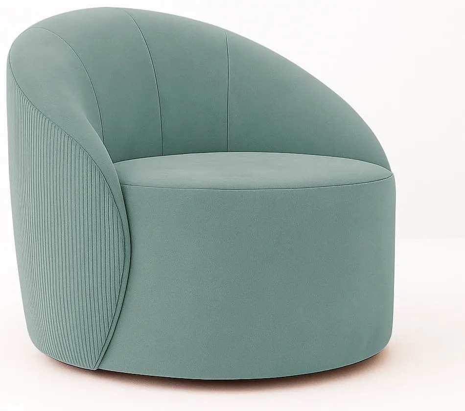 Poltrona Decorativa Orgânica Giratória Lua Cotelê/Veludo D03 - D'Rossi - Menta